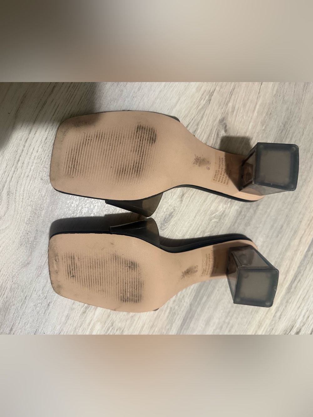 Women's Black Slide Sandals with Smoky Brown Strap - Picture 3 of 3